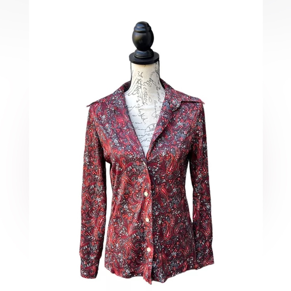 Vintage 60s Gilda of California paisley women button down size 12